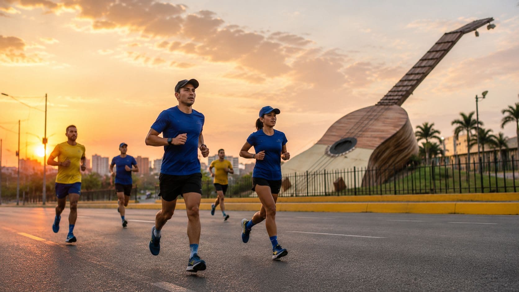 Corredores frente al Monumento al Cuatro, Barquisimeto